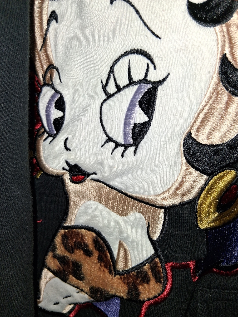 Vintage 2007 JH Design Betty Boop Full Zip Hoodie Leopard Trim Y2K Size Large - Picture 6 of 16